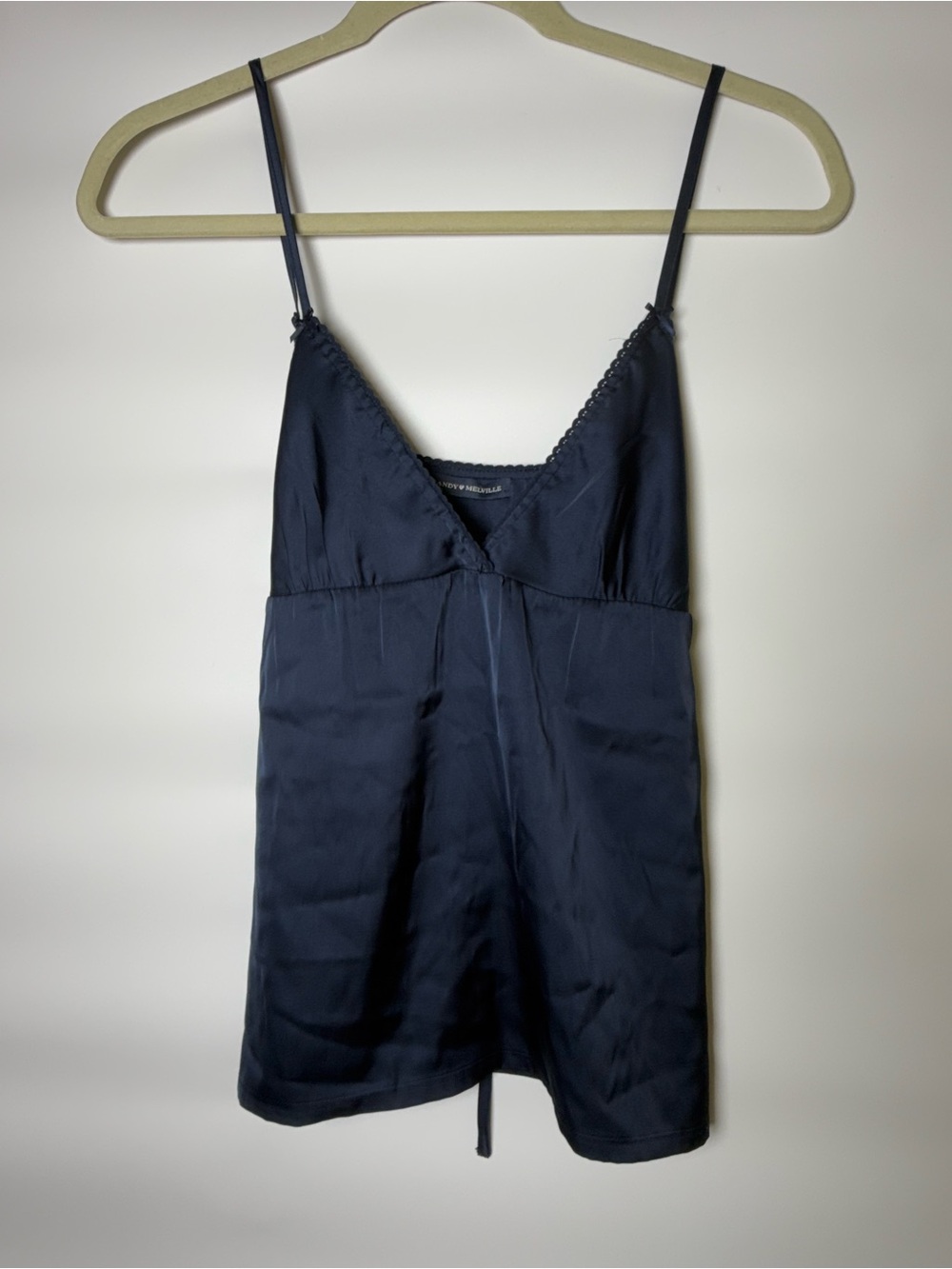 Brandy Melville Navy Satin Babydoll Cami Coquette Y2K Balletcore Top Small - Picture 2 of 12
